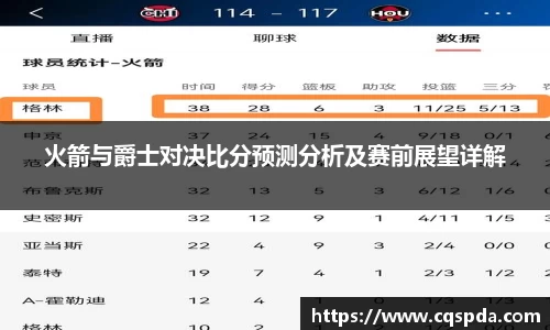 火箭与爵士对决比分预测分析及赛前展望详解